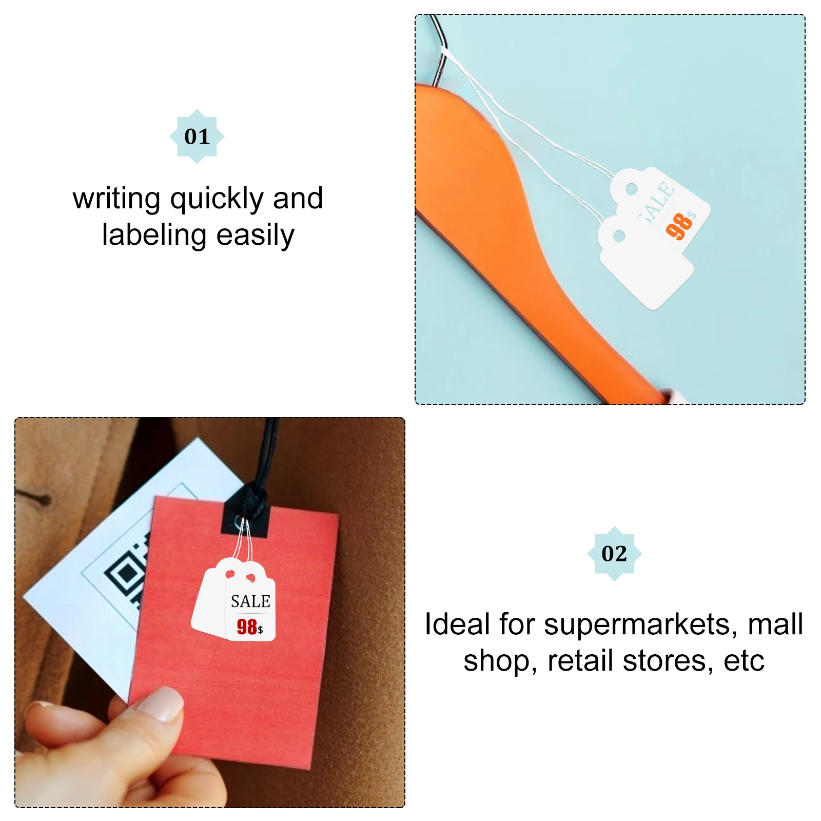 

200 Pcs Tag Jewelry Price Paper Display Label The Sign Hanging Handwritten Tags Grocery