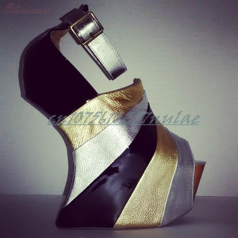 Mutilcolor Platform Peep Toe Sandals Strange Style High Heel Ankle Buckle Fashion Women Shoes 2025 Summer Zapatos Para Mujere