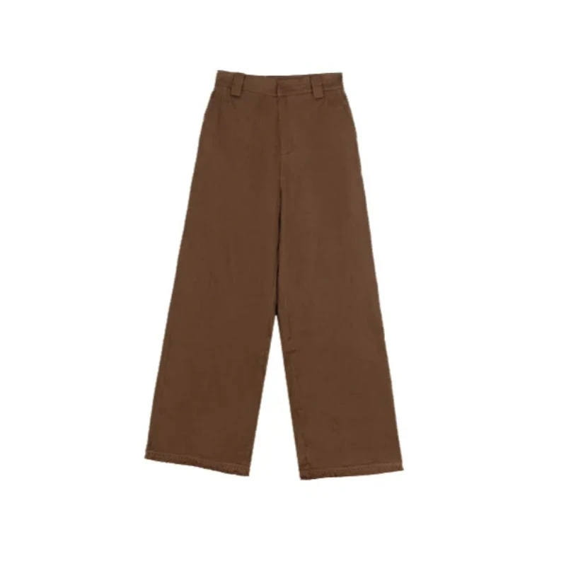 

Широкие брюки в стиле ретро с высокой талией, женские длинные брюки Ele Beach Sle, однотонные модные утягивающие деловые повседневные брюки