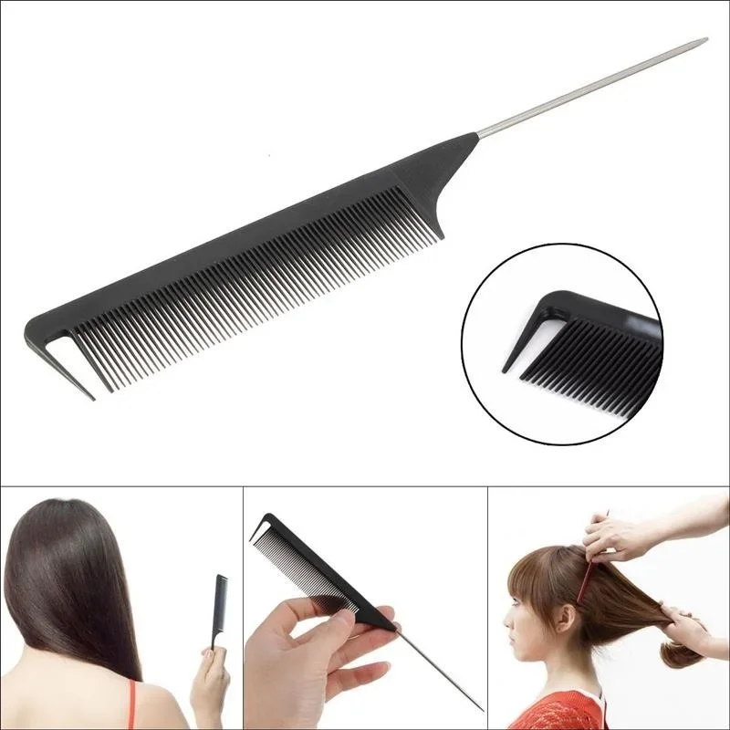 Fine-tooth Metal Pin Anti-static Hair Style Rat Tail Comb 220x28x4mm  Styling Tool For Beauty