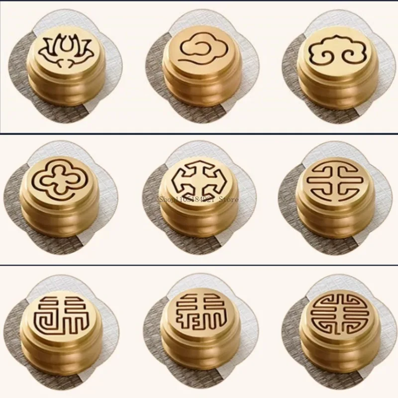 Large Size Brass Incense Seal Three-piece Set Furnace Indoor Office Stamping Seal Extension Coil Incense Base Aromatherapy Stove