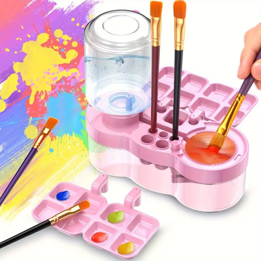 Limpiador de Pinceles 6 en 1 con Diseño de Soporte para Pinceles, Circulación de Agua Mejorada, Limpiador de Pinceles para Pigmentos a Base de Agua