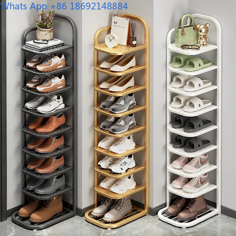 

Simple Multi-layer Shoe Rack for Home Entrance, Small Apartment Entryway Narrow Iron Art Storage Rack Shoe Cabinet