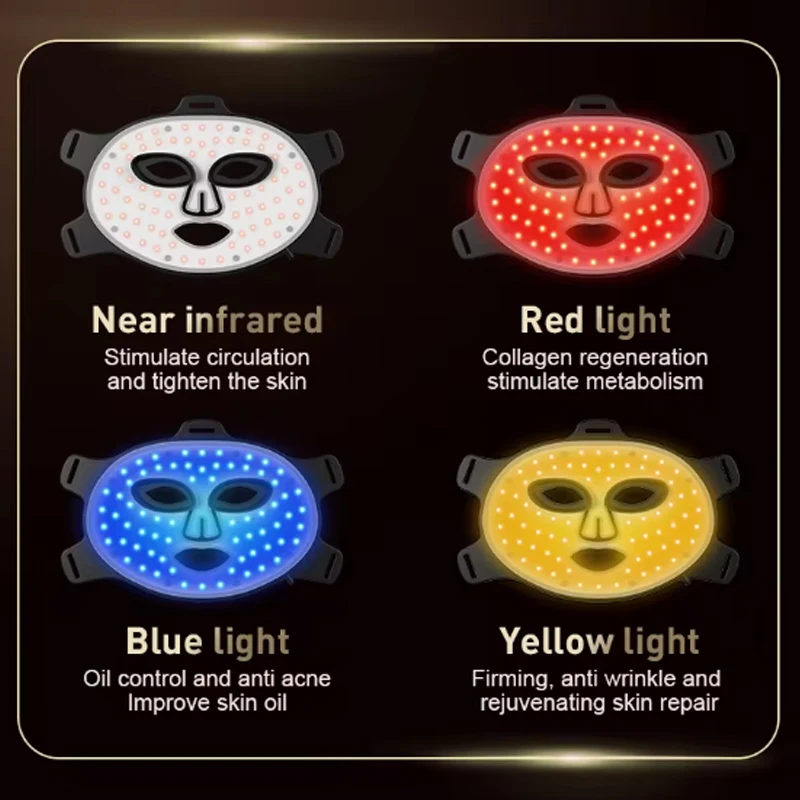 Neuankömmling Rot LED Lichttherapie Infrarot Flexible Weich maske Silikon 4 Farben LED-Therapie Anti-Aging Advanced Photon Mask ﻿