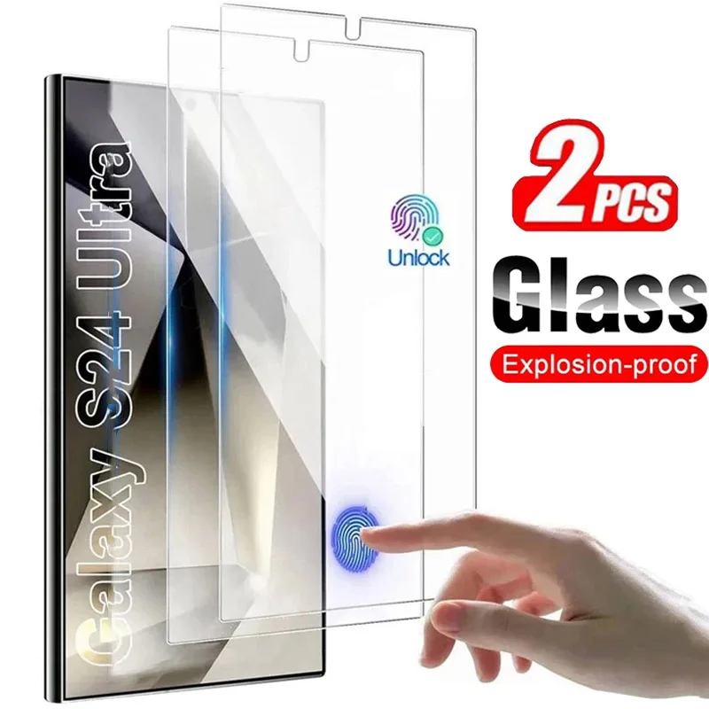 2PCS Screen Protector For Samsung Galaxy S24 Ultra Fingerprint Unlocking Tempered Glass for Samsung S24 Plus S24+ S24Ultra Glass