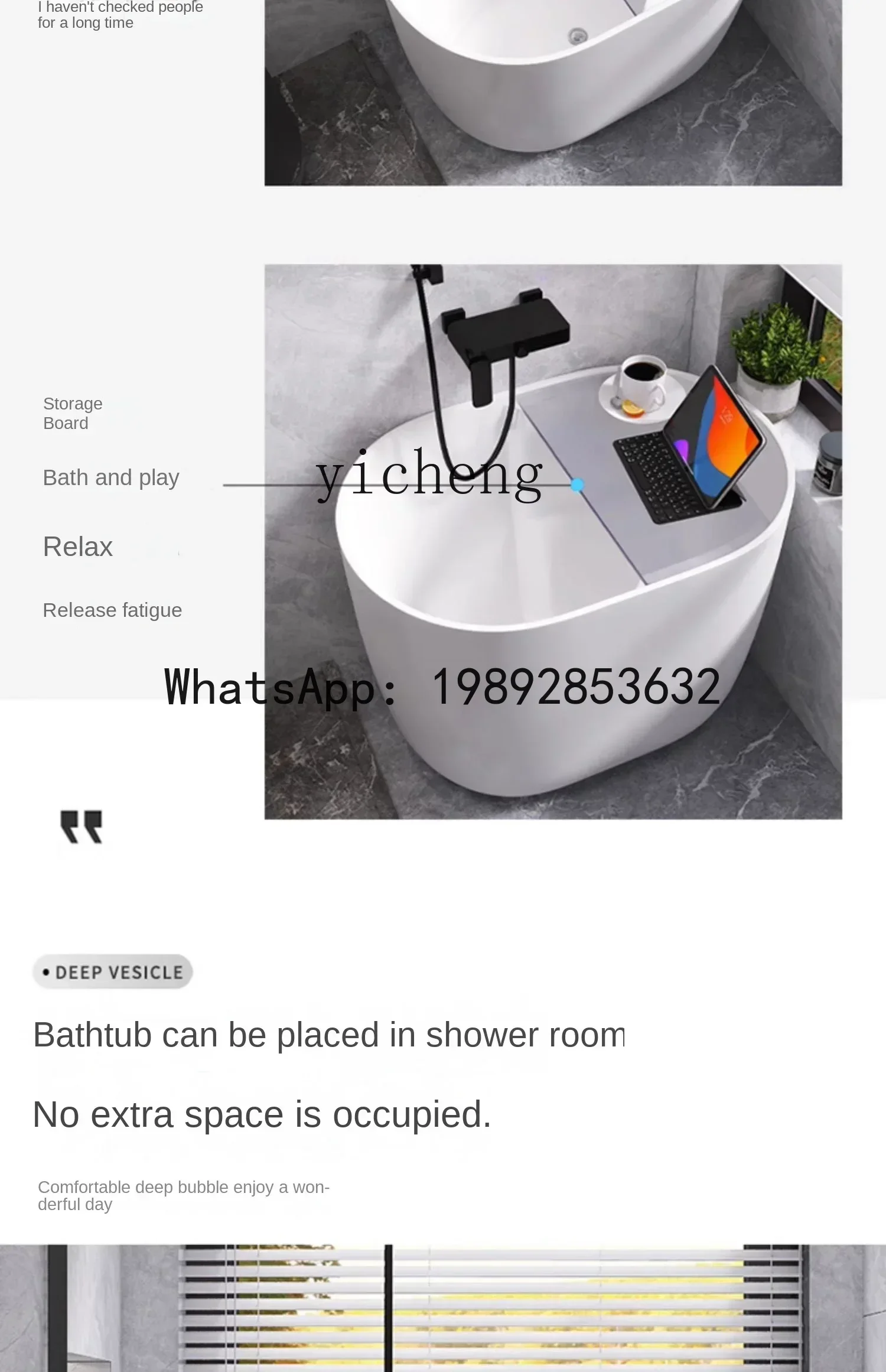

Bathtub Small Apartment Household Acrylic Japanese Independent Small Bath Corner