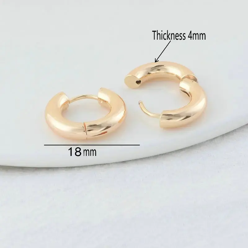 18MM 20MM 22MM 24MM 14K Gold Color Steel Round Earrings Hoops High Quality Jewelry Making Supplies Diy Findings Accessories