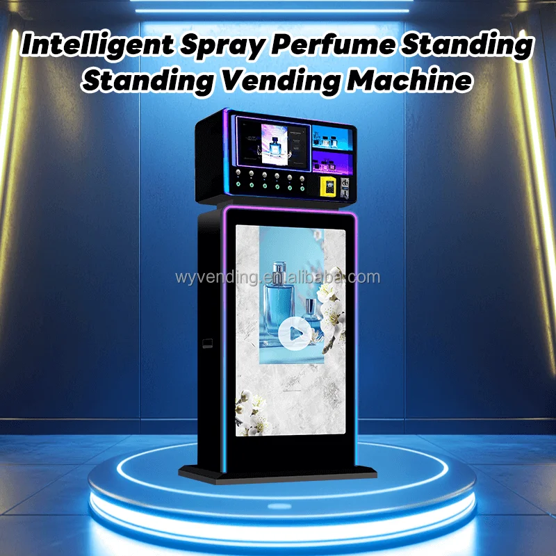 المصنع مباشرة تصميم فريد من نوعه LED ضوء رش شاشة إعلانية كبيرة كولونيا آلة بيع العطور قائما بذاته للبيع