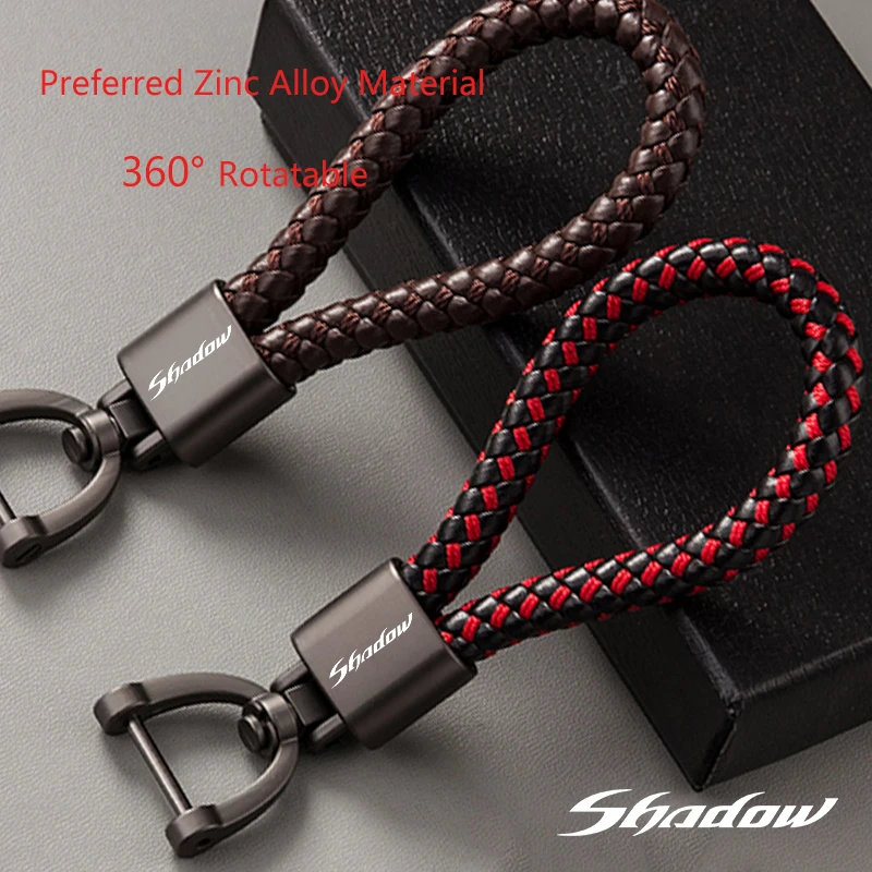 For Honda Shadow VT 400 600 750 1100 VT400 VT600 1300 Accessories Custom LOGO Motorcycle Braided Rope Keyring Metal Keychain