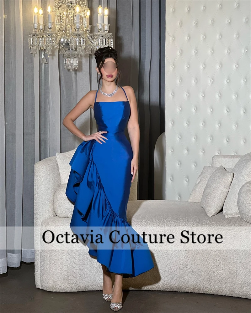 

2026 Maxi Mermaid Prom Evening Dresses Spaghetti Straps Ruffle Satin Party Dress Formal Cocktail Prom Gowns Customized