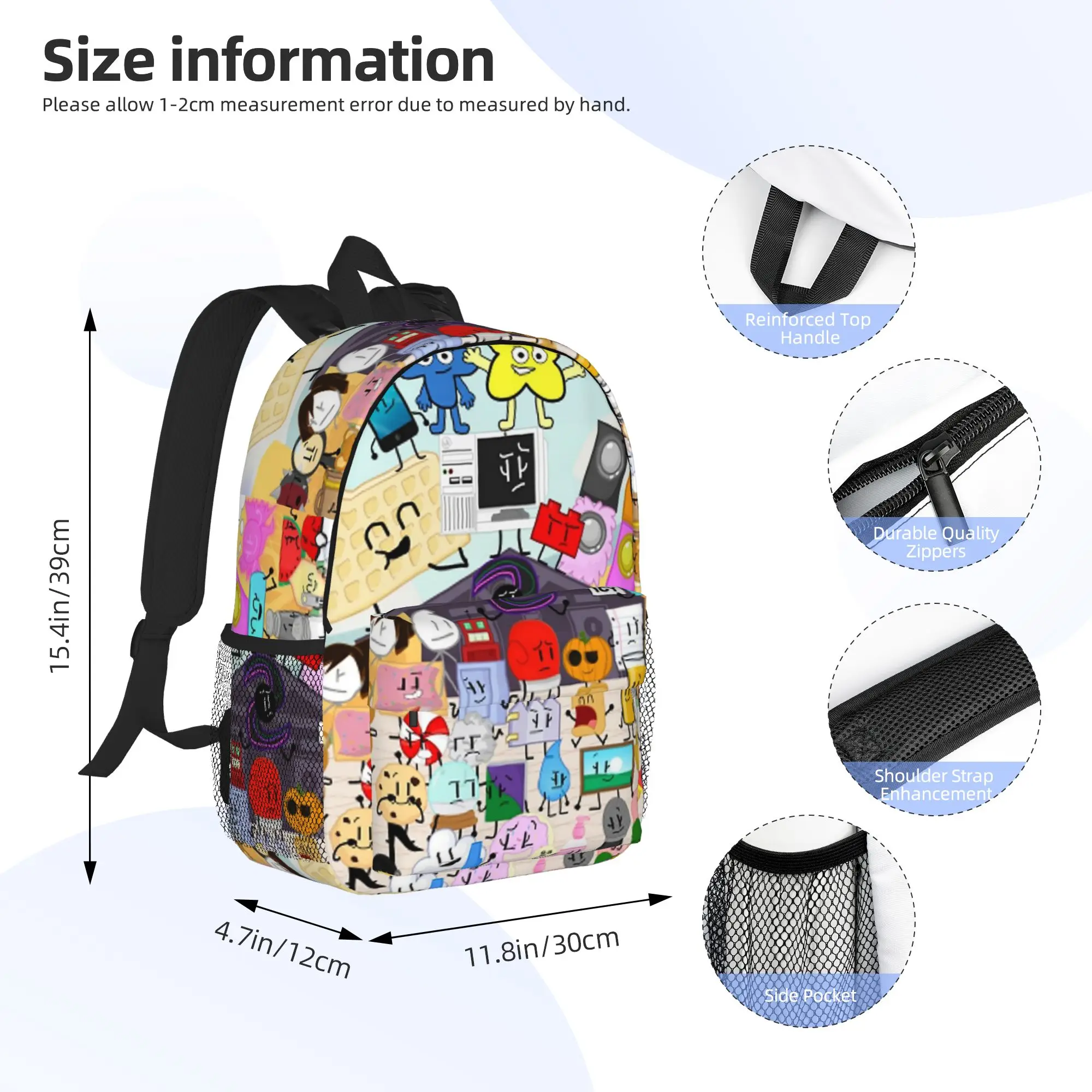 Object-All-Stars Poster BFDI Backpack Hot Sale Daypack Large Capacity Boys Girls BookBag Shoulder Bags for Men Women School Bag