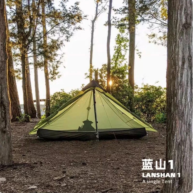 Neues FLAME'S CREED Lanshan 1-Personen-Outdoor-Ultraleicht-Campingzelt Single Man 3/4 Saison Professionelles 15D-Silikon-stangenloses Zelt – Detail 1