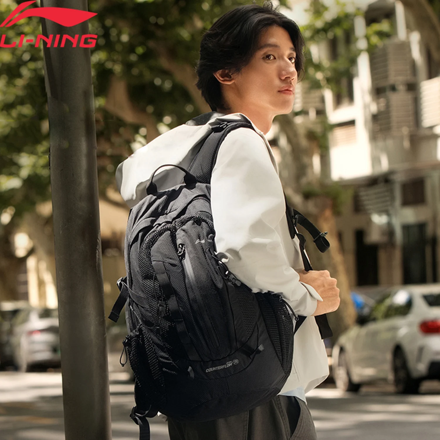 

Li-Ning унисекс уличный рюкзак 310*150*480 мм практичный большой емкости 22L светоотражающая подкладка мужские и женские сумки на плечо ABDV333