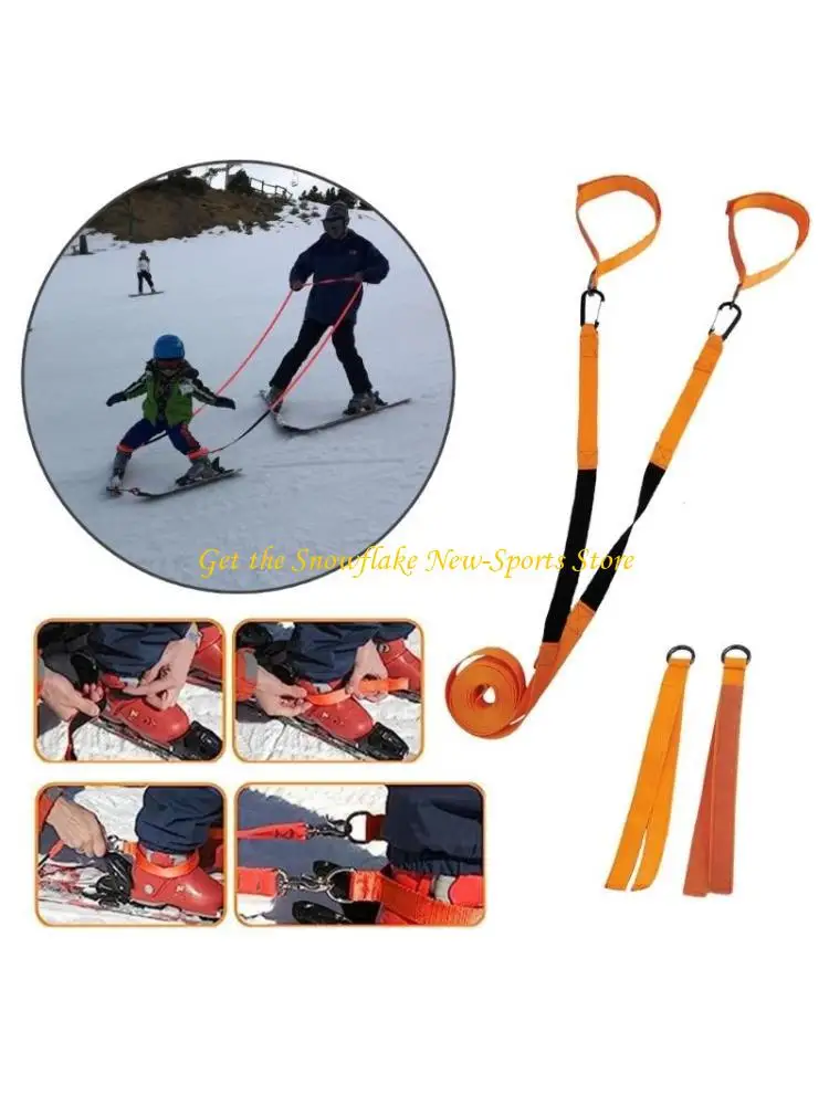 

E56D Kids Ski Snowboard Training Belt Skiing Aids Straps Speed Control Teaching
