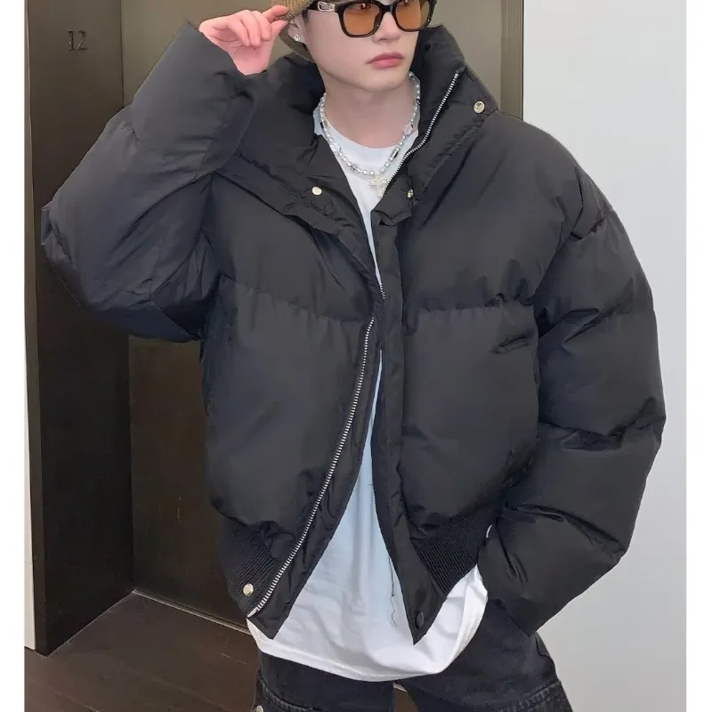 Winter Short Style Parkas Men Warm Cropped Outwear Handsome Baggy Streetwear Soft Boyfriend Simple Fashion Ulzzang Clothing Chic