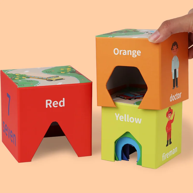 Boîtes empilables en bois pour tout-petits, jouets de nidification et de tri des nombres, blocs de normalisation, jeux d'équilibre, jouets préscolaires Montessori, 2 ans, 3 ans, 4 ans