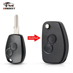 Dandkey Modified Flip Car Key Shell Case 2 Buttons For Renault Duster Logan Fluence Clio Kangoo Sandero Espace VAC102 NE72 Blade