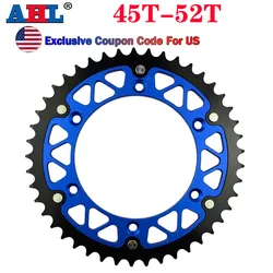 AHL Motorcycle 45T - 52T Rear Sprocket For YAMAHA WR125 YZ125 TTR230 WR250 YZ250 WR450 YZ450 WR400 YZ400 WR426 YZ426 YZ450F 250