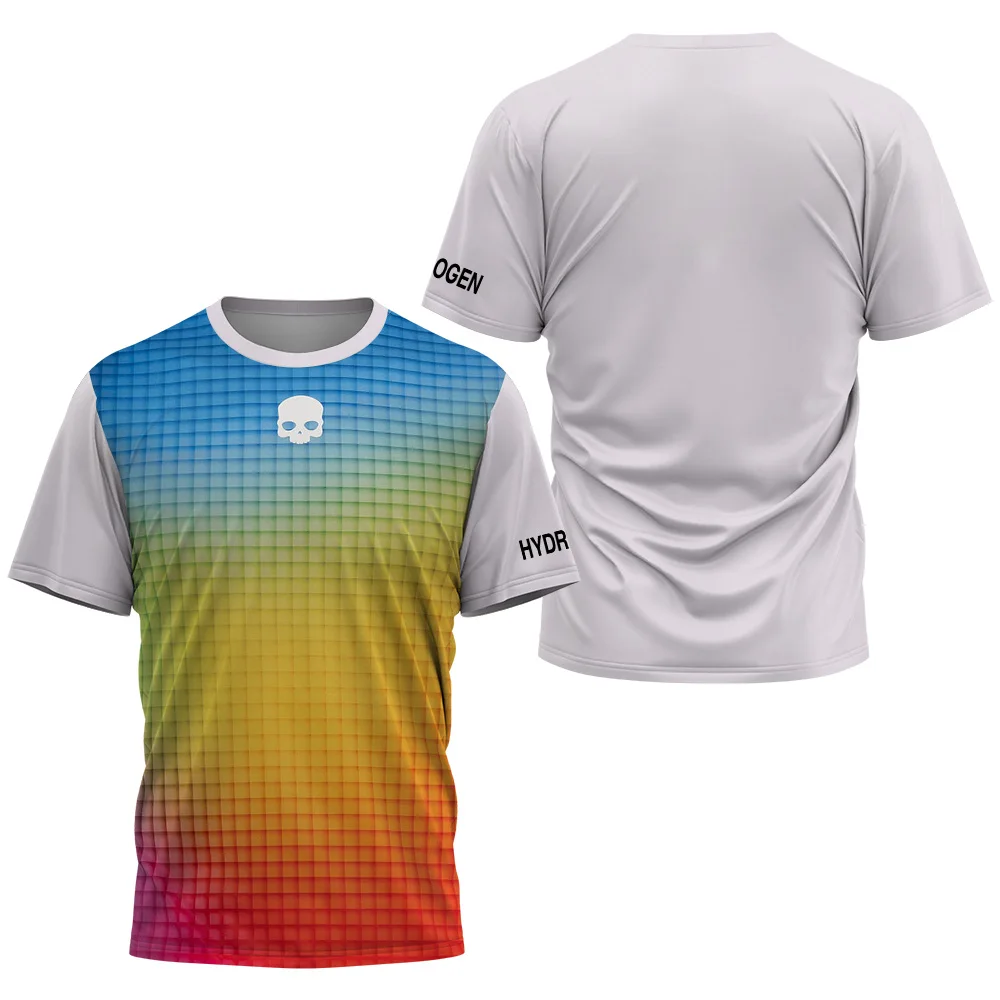 Rainbow Mesh Print Tennis Quick Drying Short Sleeve Men\'s Summer Padel Tennis Club Wear Men\'s Badminton Sportswear Men\'s Clothes