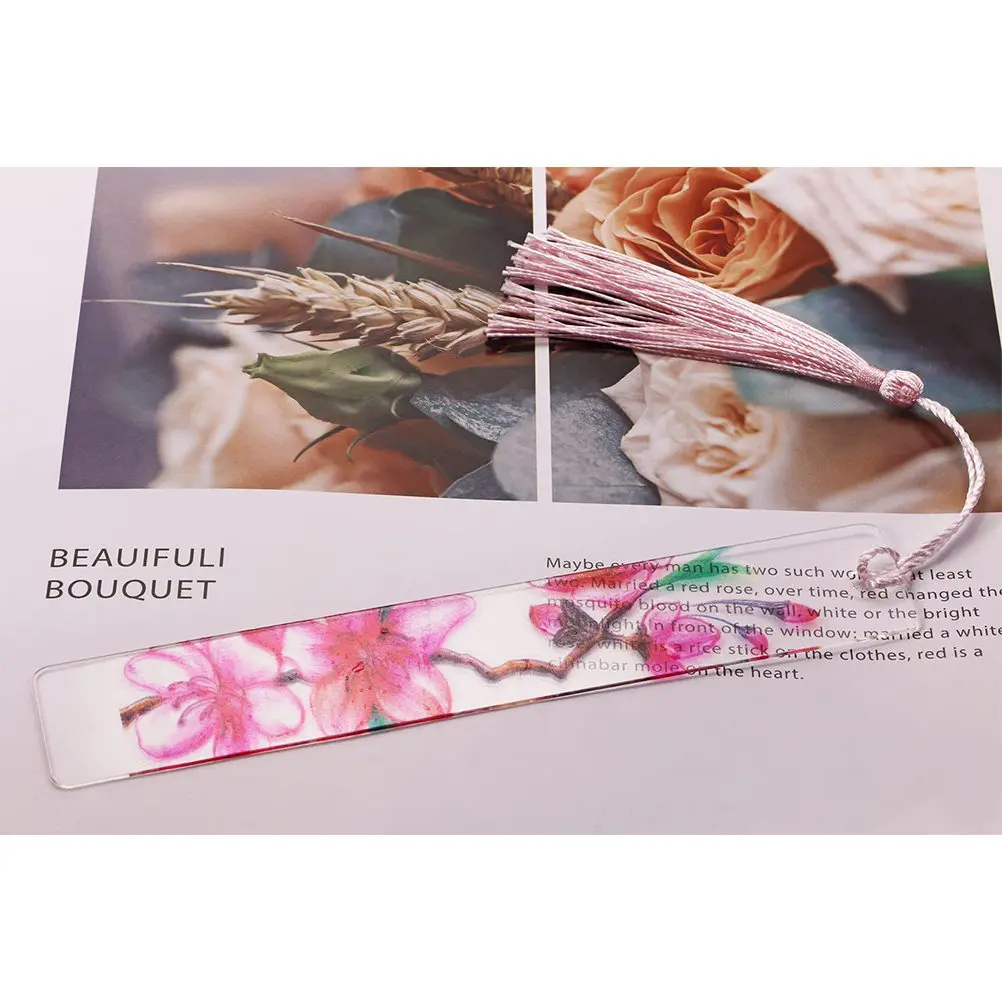 

Набор акриловых закладок прозрачных, пустых, с кисточками, для поделок своими руками, маркеров страниц, подарочных бирок, декоративных элементов для книг