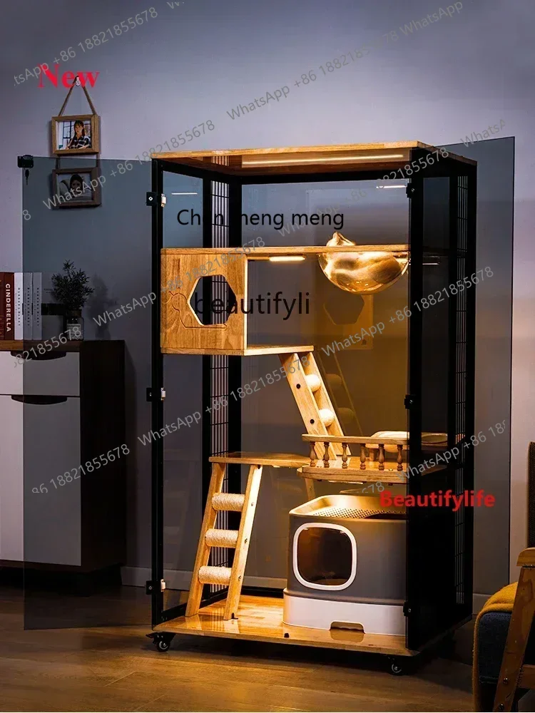 ss cn8350 ss 8350 Cat Villa Aluminum Alloy Cat Cage Large Space Home Cat Cabinet Panoramic Cattery Luxury Glass Room