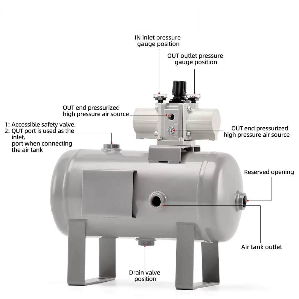 VBAT10A-02GN VBA Valve Set Carbon Steel 5L Tank Pressure Regulator for Pneumatic Accessories