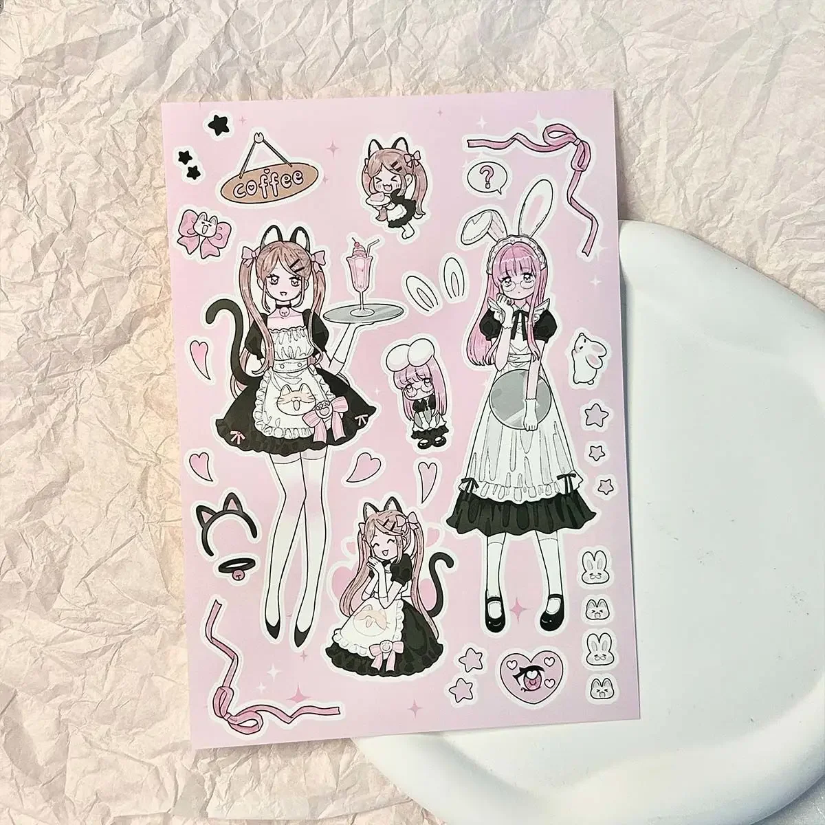 Sweet Character Handbook Sticker Material Sweet Cool Girl