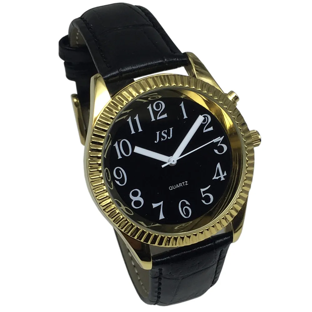 English Talking Watch with Alarm Function, Speaking Date and Time, Black Dial TAG-30