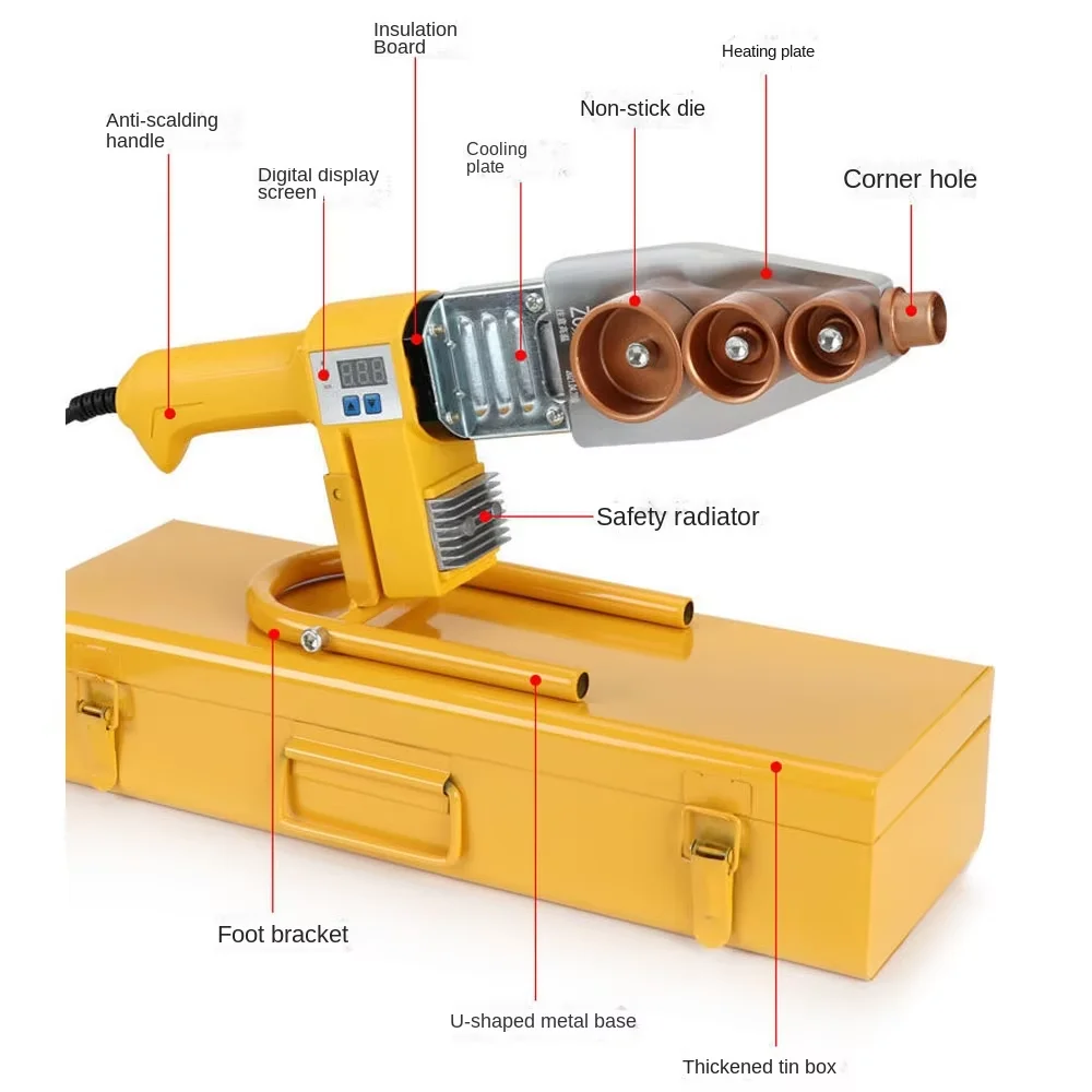 Water Pipe Welding Machine Electric Heating Hot Melt Tools for PPR PE Tube 1000W 220V PE Tube Heating Melt Pipe Welding Tools