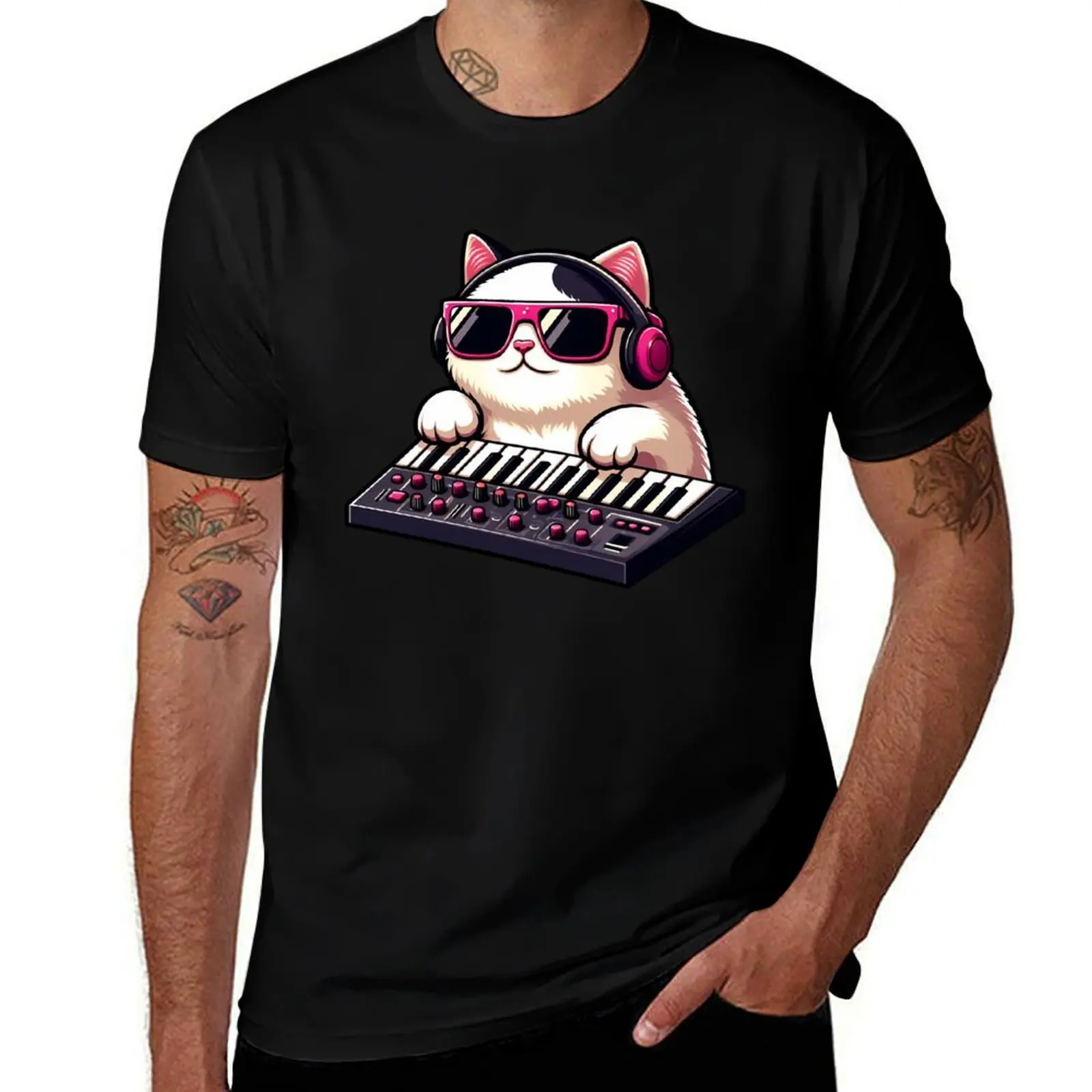 

Cat Synthesizer T-Shirt funny costumes anime stuff anime figures t shirts for men cotton
