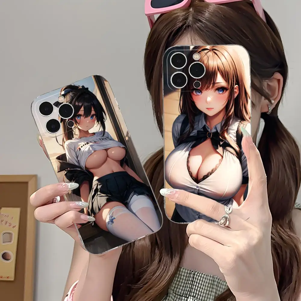 JK زي مدرسي فتاة جراب هاتف آيفون 16 15 14 13 12 11 X XR XS 8 6 Pro Max Plus صغير واضح اللون واقية فاخرة