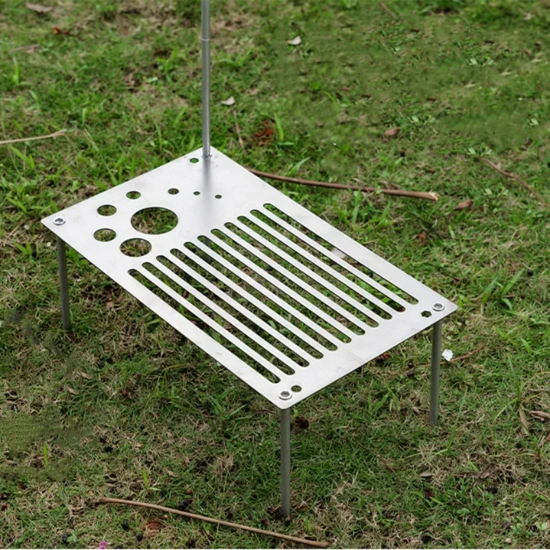 Outdoor Camping Titanium Grill Mesh Camping Table Lightweight Aluminum Alloy Barbecue Picnic Portable Camping Equipment
