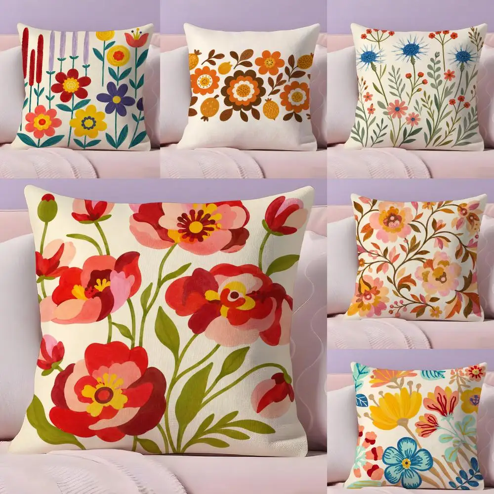 Wild Charm Flower Collection Cushion Cover Pillow Case Plush Fabric Soft Double Sided Print Home Sofa High Quality Cushion