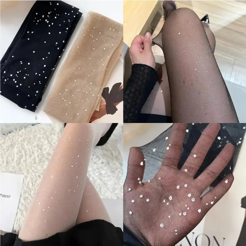 

1Pair Women's Shiny Star Skin Enhancing Sheer Tights Glitter Sequined Dotted Party Hosiery - Hot Selling Fashion Accessory