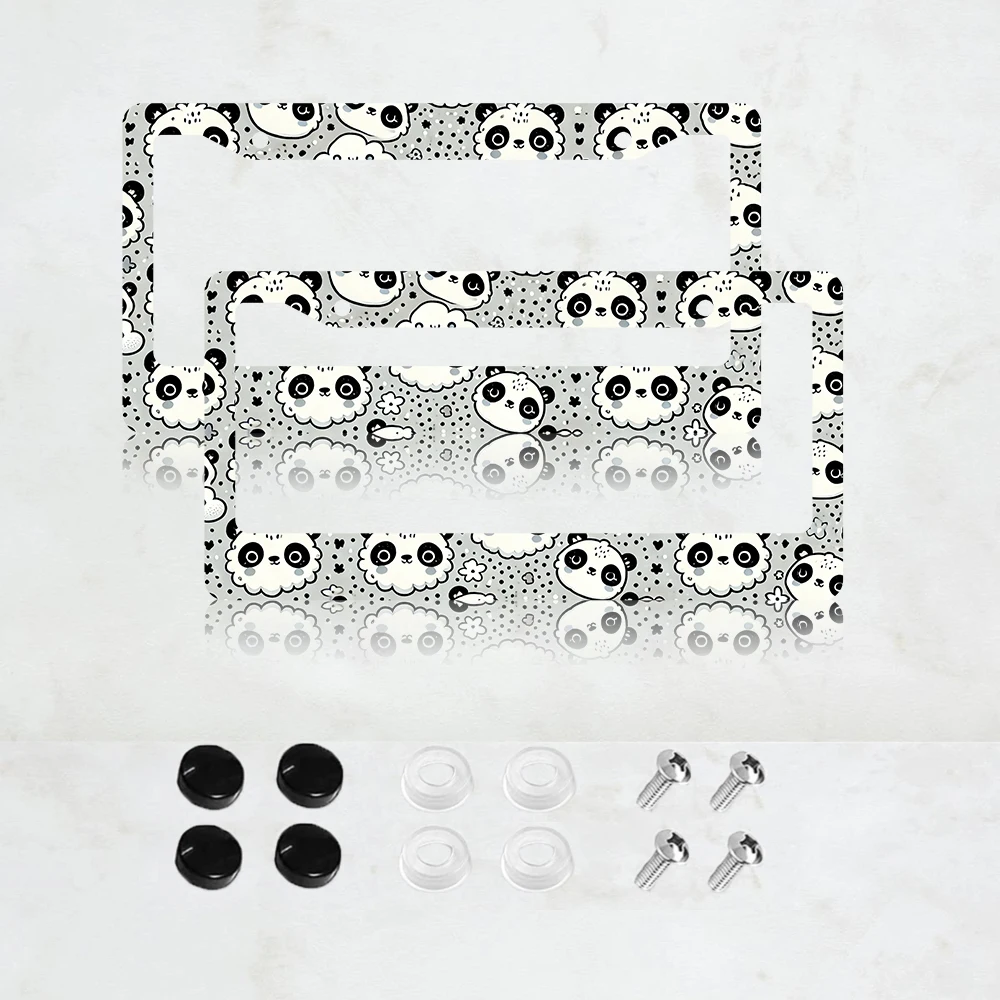 

2 шт., алюминиевые рамки номерного знака серой панды, универсальный тип, с винтами, подходят для аксессуаров для украшения автомобиля