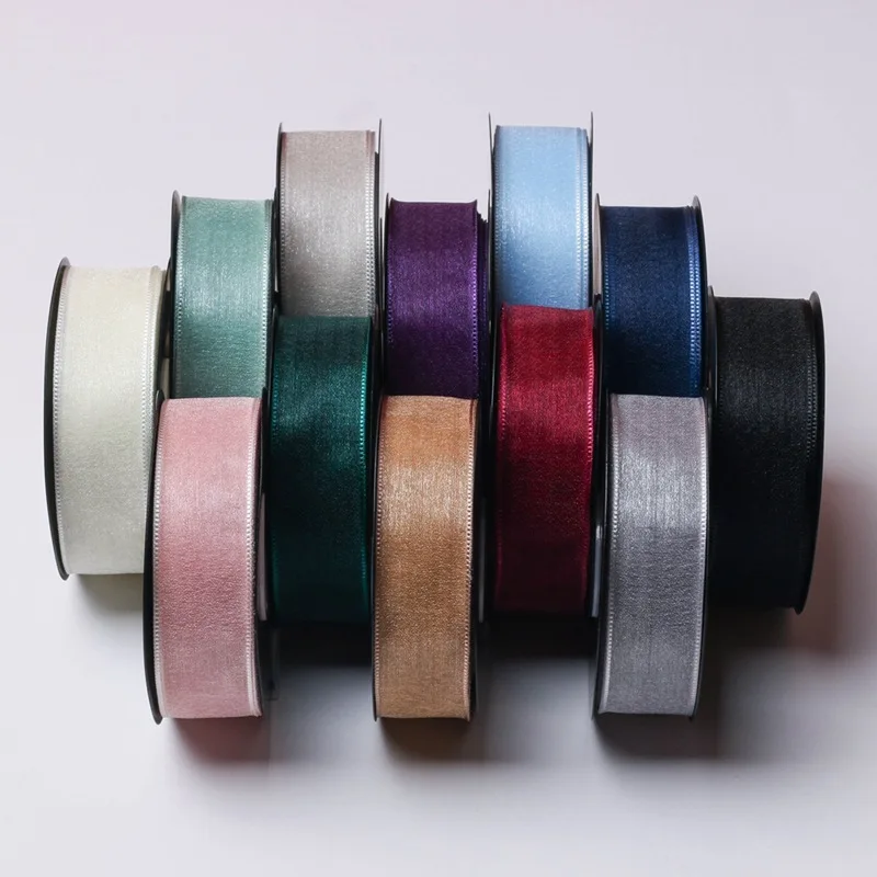 10 Meters/Lot Snow Yarn Satin Ribbon DIY Artificial Silk Roses Crafts Supplies Grosgrain Ribbons Scrapbooking Material Organza