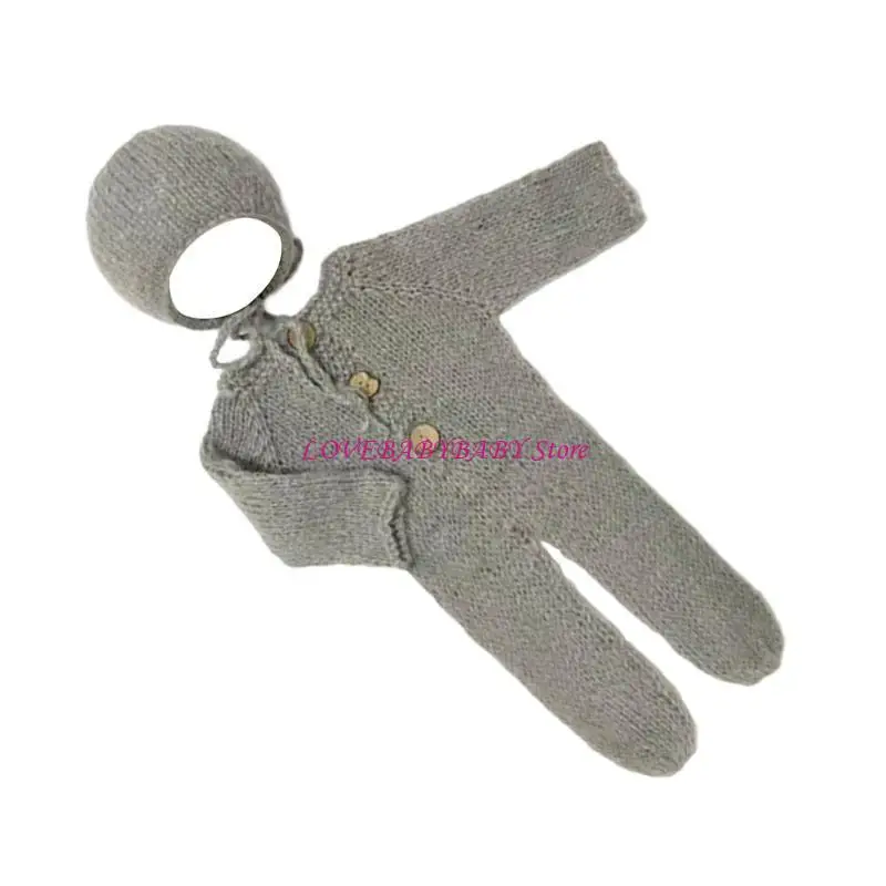 

Lovely Baby Photography Reps Set вязаный комбинезон со шляпой для новорожденных на чувствительной коже для празднования 4xbc