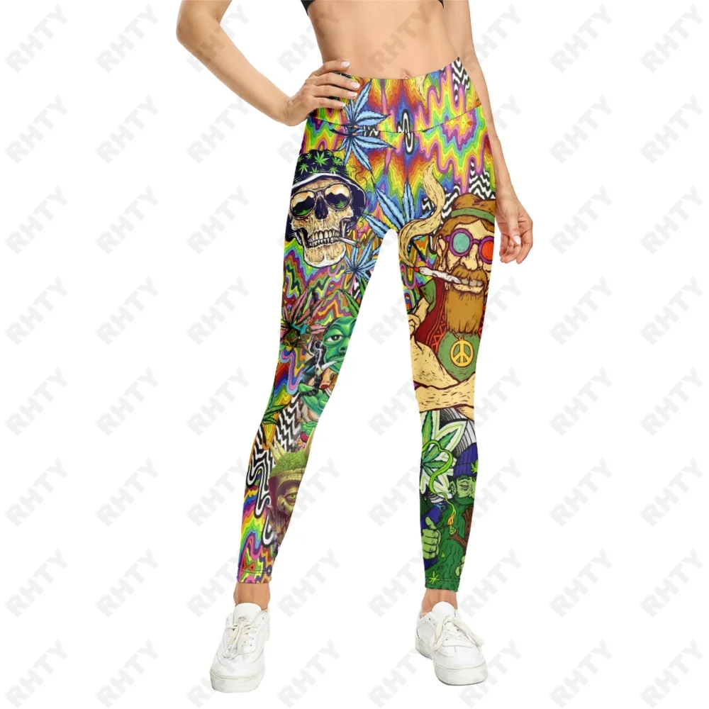 2023 Fashion 3D Pizza Creative Personality Print Women Leggings High Waist Workout Legging Customized Graphic Text Funny