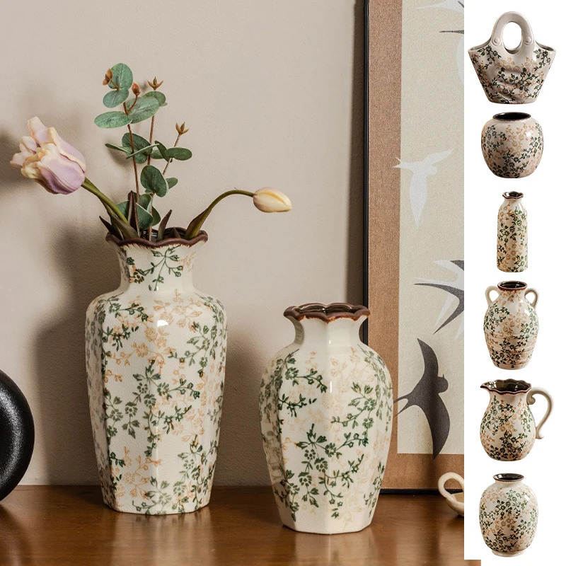 

Новая ретро-керамическая ваза в деревенском стиле для декора стола, дома, гостиной, офисного стола, для цветочных композиций, декоративный центральный элемент