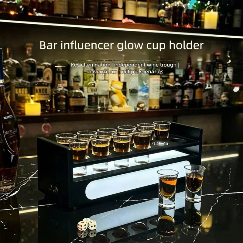 LED Light-up 12-Position Bullet Cup Holder Charging Version Bar & Lounge Jägermeister Cup Holder Ambient Cocktail Cup Holder