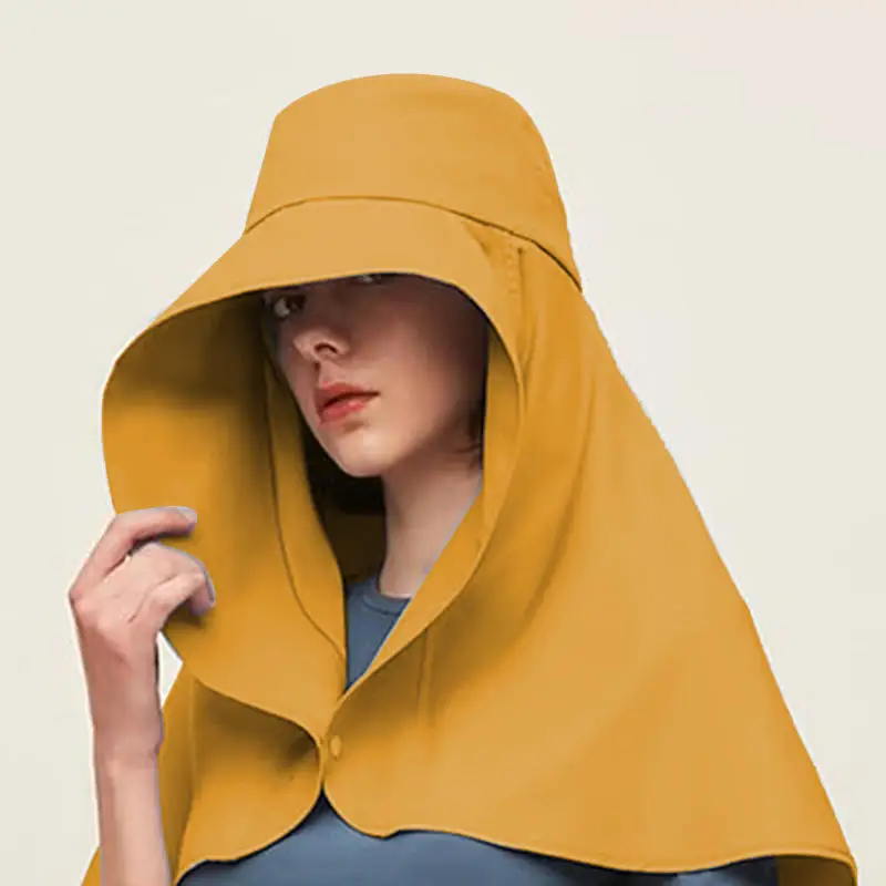 

Женская солнцезащитная шляпа с чехлом на шею, складная летняя кепка с супер широкими полями, защита лица на открытом воздухе, легкая дышащая кепка