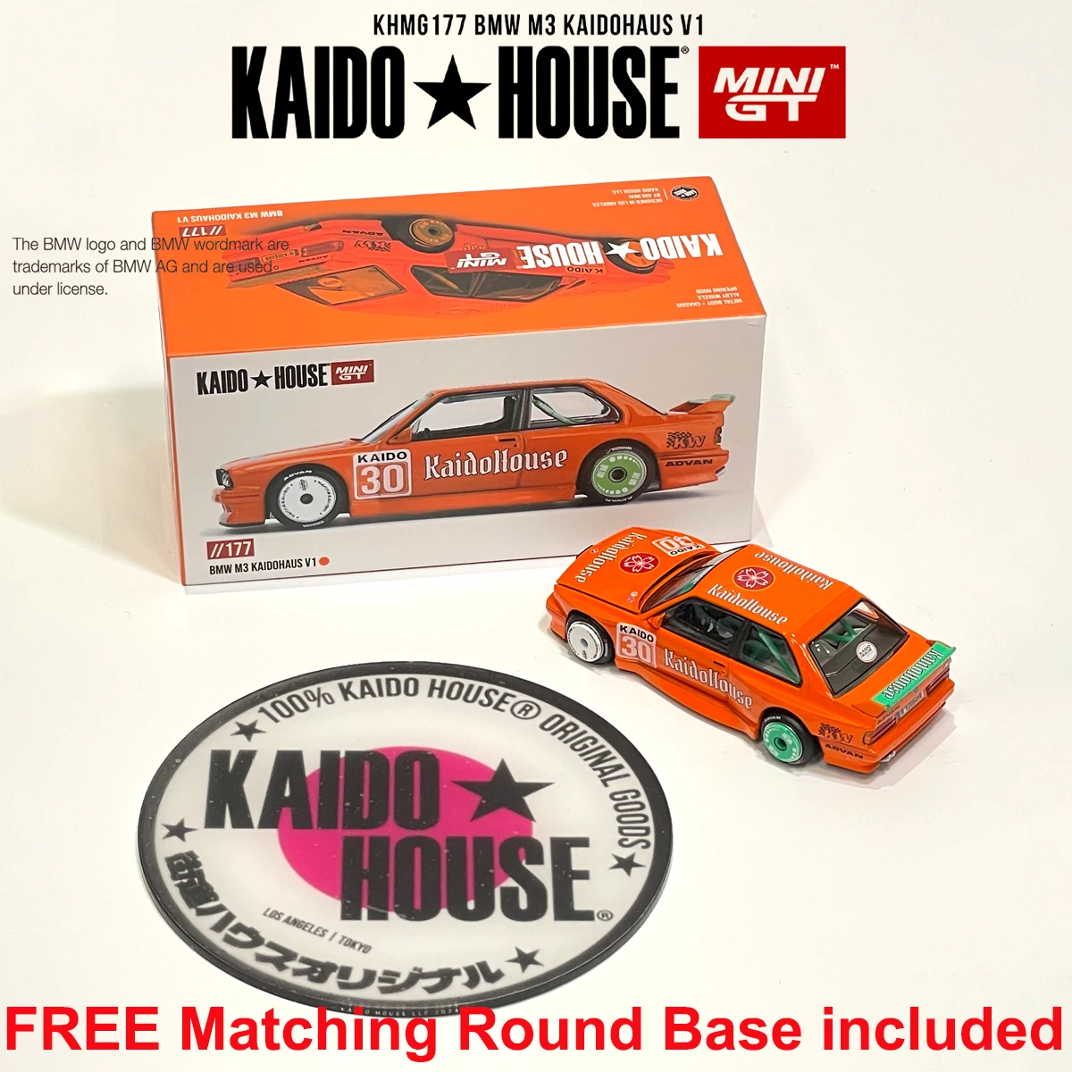 KHMG 216 1:64 BMW M3 Kaido GT V2, modelauto met een openbare motorkap, van gegoten metaal, Kaido House MINIGT, op voorraad.