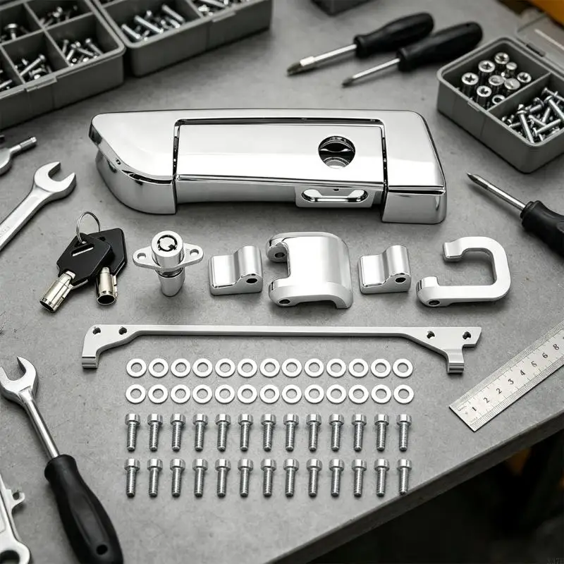 Rear Trunk Lock Replacement for 2014-Up Motorcycle Luggage Models with Lock Cylinder Keys and Mounting Hardware X37F
