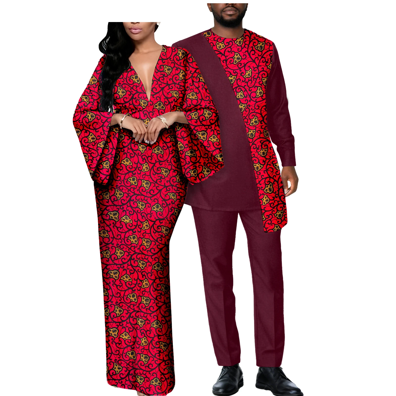 أطقم ملابس متطابقة للزوجين من SEA&ALP للنساء وملابس Dashiki للرجال لحفلات الزفاف #6