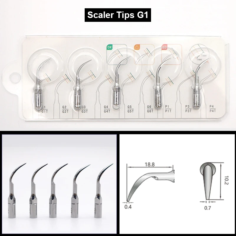 

All Sizes 5Pcs/pack Dental Ultrasonic Scaler Tips Teeth Calculus Plaque Remover Scaling Tools EMS Woodpecker Replacement Blade