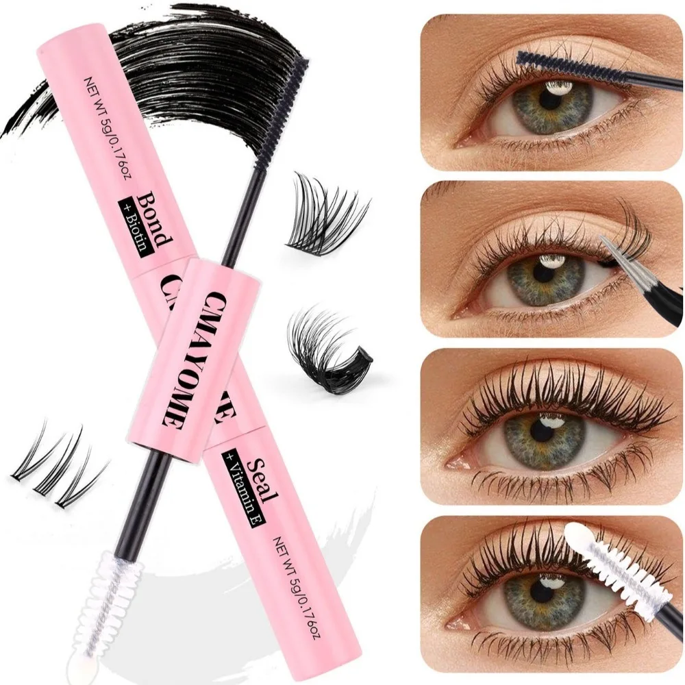 Double Heads Lash Bond and Seal Waterproof 2 In 1 Cluster Lash Glue Extra Strong Hold Long Lasting Glue False Eyelashes