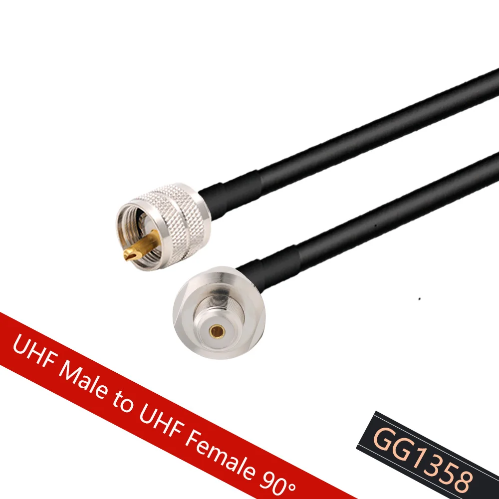Pl259 uhf macho para uhf fêmea so239 ângulo direito rg58 trança cabo de extensão da antena para o rádio do presunto do carro walkie talkie transmissor