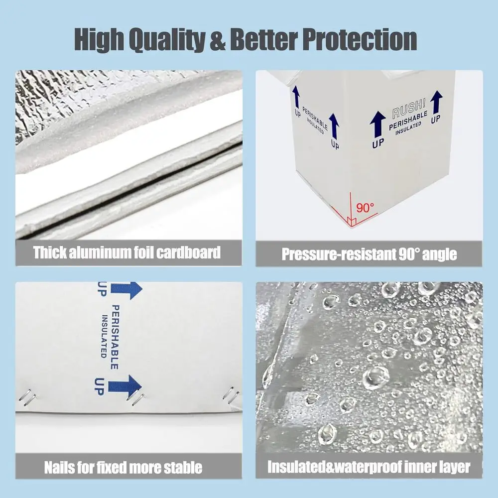Set di 4 Scatole Isolanti Riutilizzabili per Spedizioni di Prodotti Deperibili con Rivestimento Interno Isolante