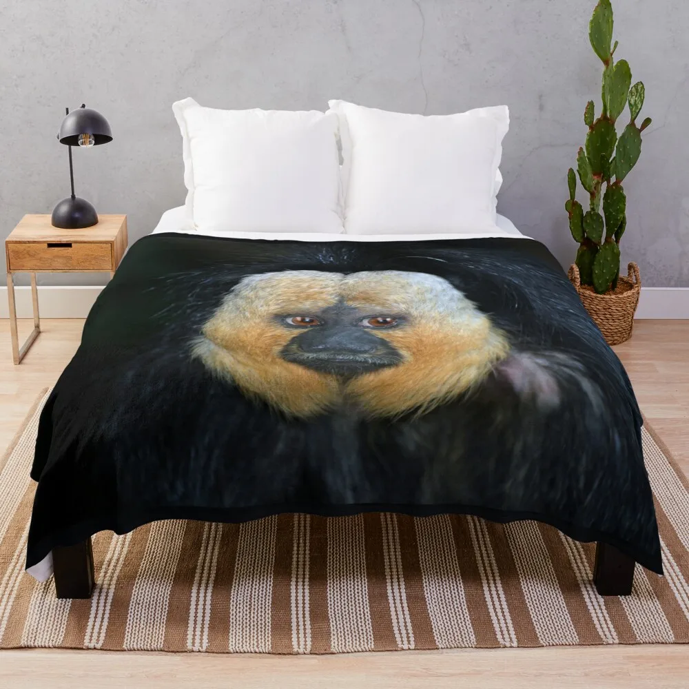 White-faced Saki Monkey Throw Blanket blankets and throws Picnic Blankets