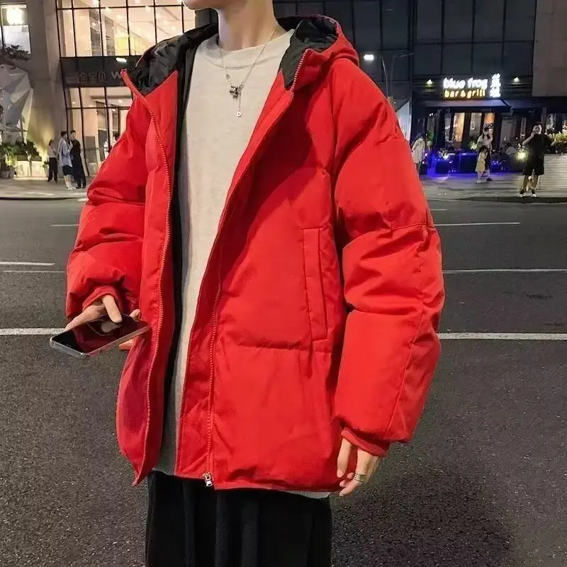 معطف شتوي للرجال من Thiened Fce مبطن بالخبز من القطن Jaet Harajuku Sle بتصميم عصري وبسيط مناسب لفترة طويلة وسحاب...